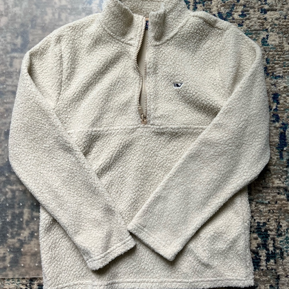 NWT Vineyard Vines Kids Sherpa Solid Fleece 1/2 zip, Camel